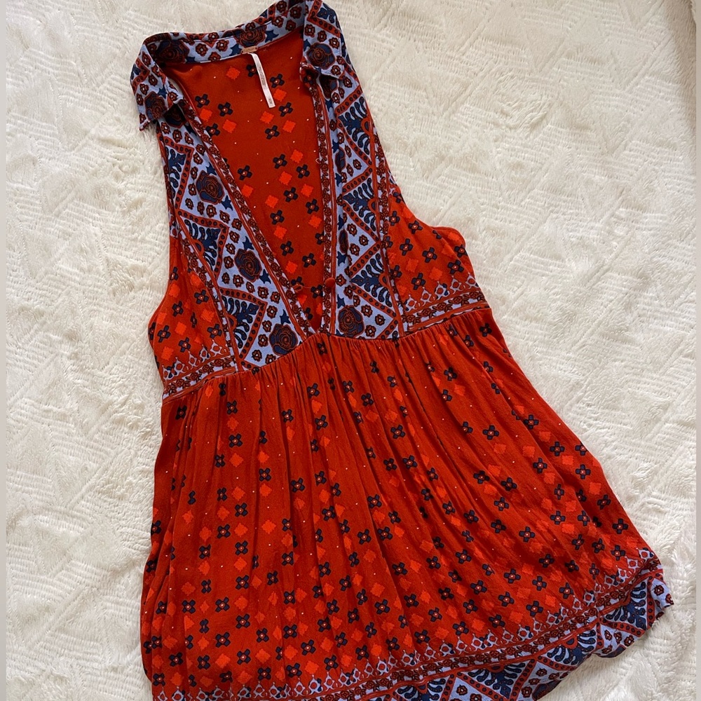 Free People Orange Collared Tunic